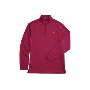 POLO RALPH LAUREN Men's Large Maroon Estate Rib Quarter Zip Pullover Preppy